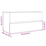 Wastafelkast 90X38,5X45 Cm Spaanplaat Sonoma Eikenkleurig
