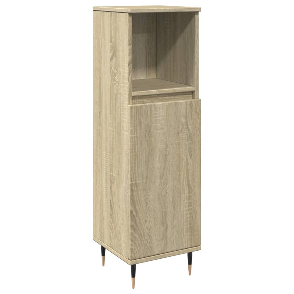 Badkamerkast 30X30X100 Cm Bewerkt Hout Sonoma Eikenkleurig Roze
