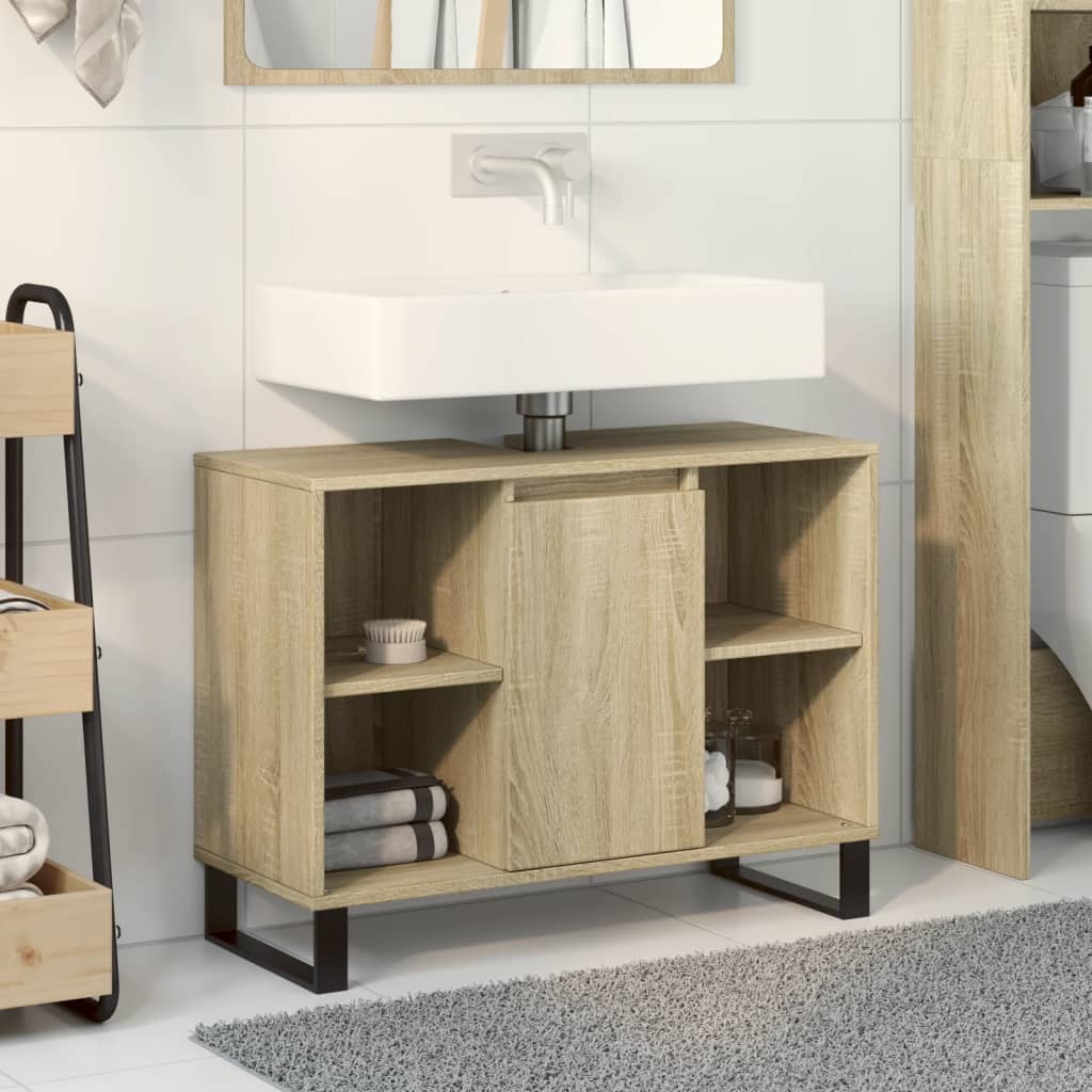 Badkamerkast 80X33X60 Cm Bewerkt Hout Sonoma Eikenkleurig