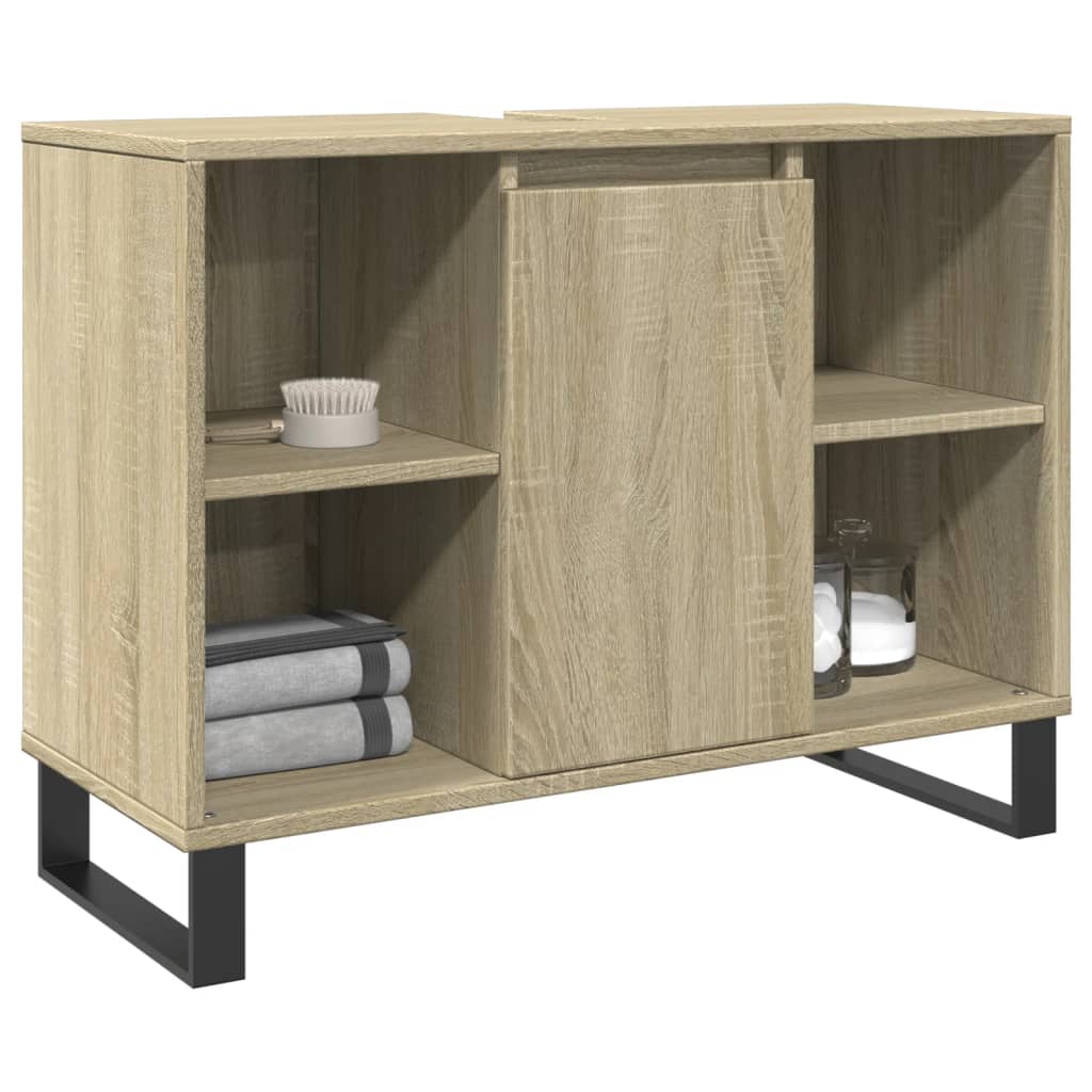 Badkamerkast 80X33X60 Cm Bewerkt Hout Sonoma Eikenkleurig