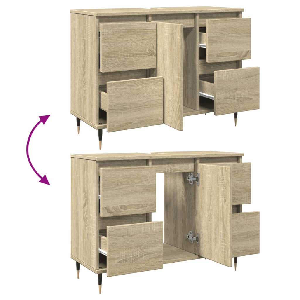 Badkamerkast 80X33X60 Cm Bewerkt Hout Sonoma Eikenkleurig