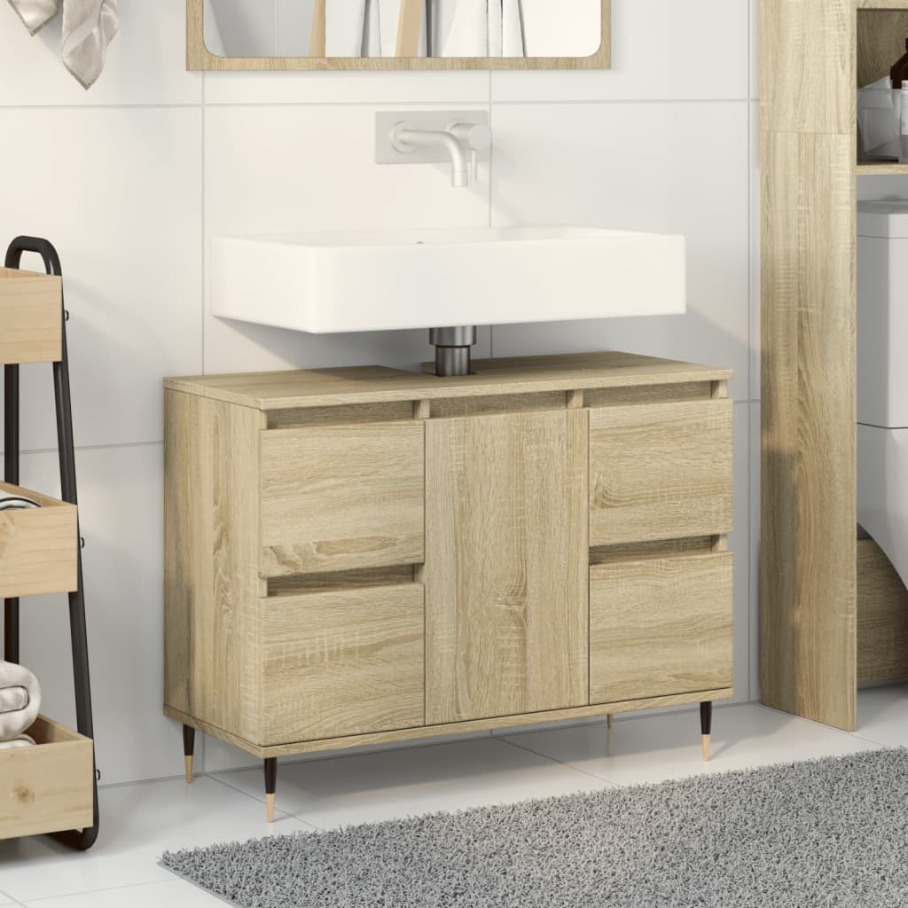 Badkamerkast 80X33X60 Cm Bewerkt Hout Sonoma Eikenkleurig