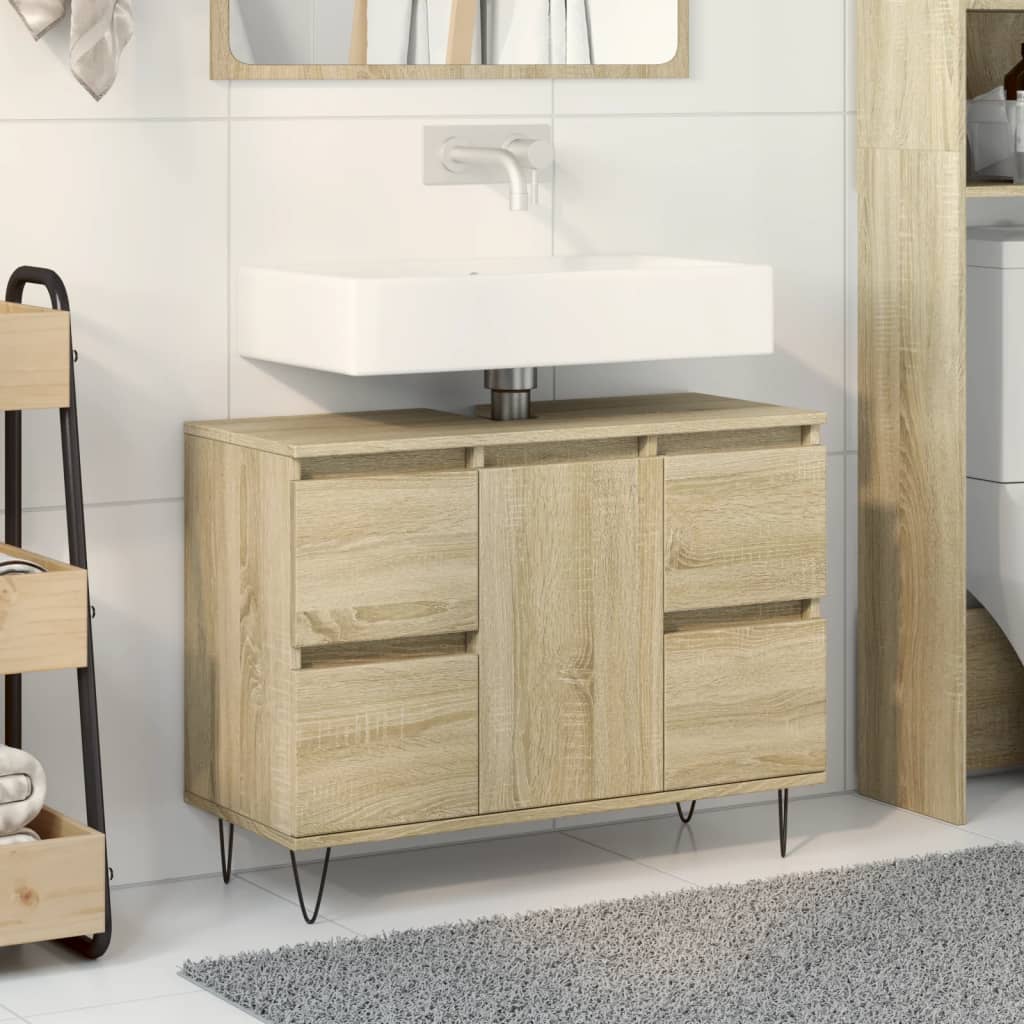 Badkamerkast 80X33X60 Cm Bewerkt Hout Sonoma Eikenkleurig