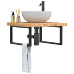 Badkamer Wandschap Staal En Massief Eikenhout