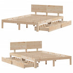 Bedframe Met Lades Massief Grenenhout