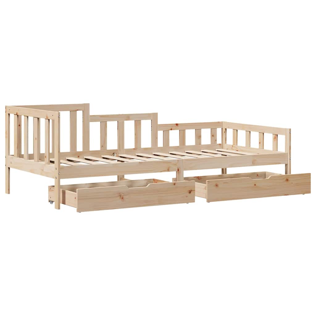 Slaapbank Met Lades 80X200 Cm Massief Grenenhout