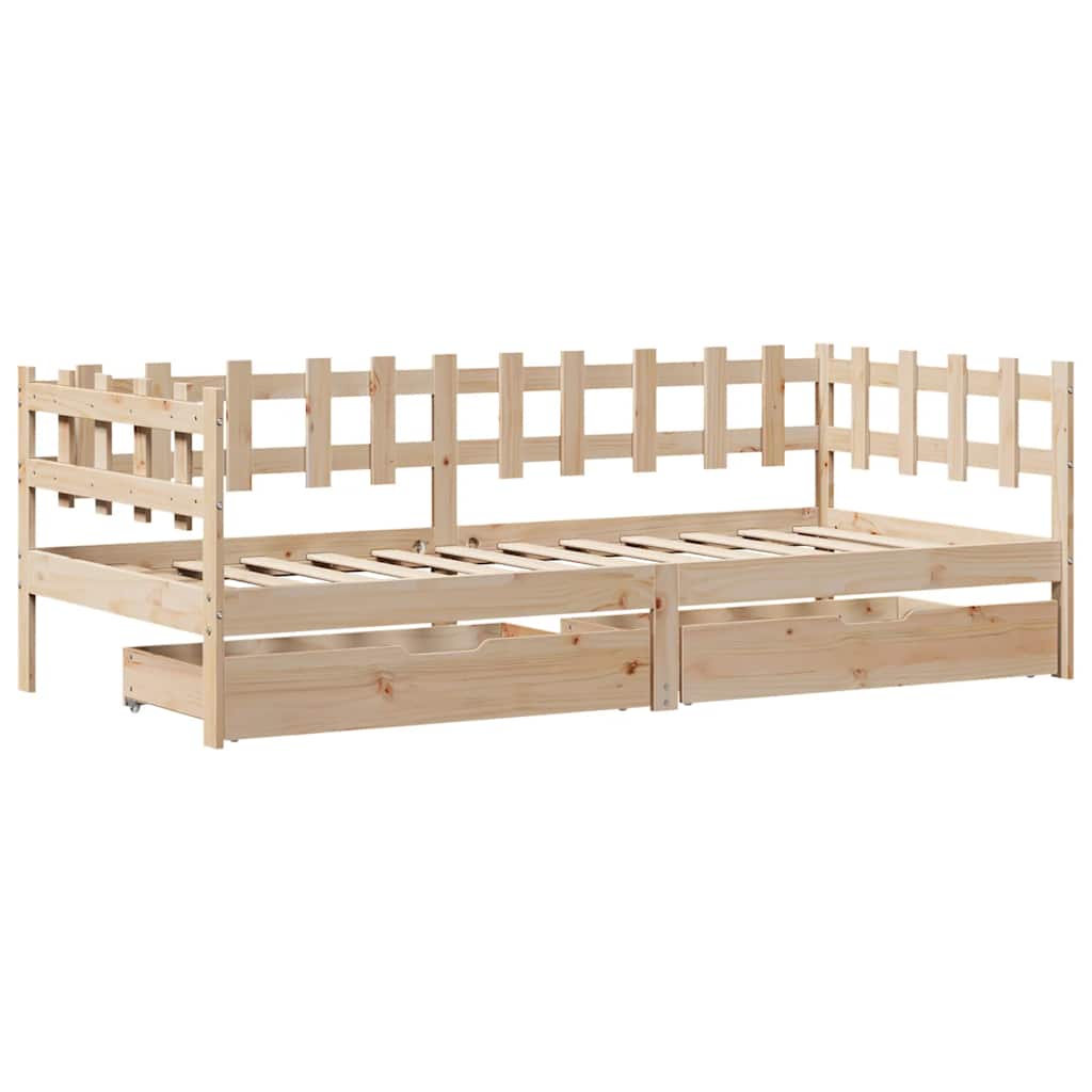 Slaapbank Met Lades 90X200 Cm Massief Grenenhout