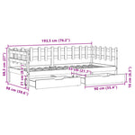 Slaapbank Met Lades 90X190 Cm Massief Grenenhout