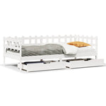 Slaapbank Met Lades 90X190 Cm Massief Grenenhout Wit