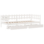 Slaapbank Met Lades 90X190 Cm Massief Grenenhout Wit