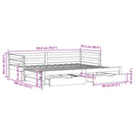 Slaapbank Met Onderschuifbed/Lades Zonder Matras 90X190 Cm Wit