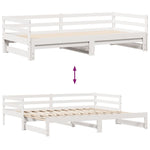 Slaapbank Met Onderschuifbed/Lades Zonder Matras 90X190 Cm Wit