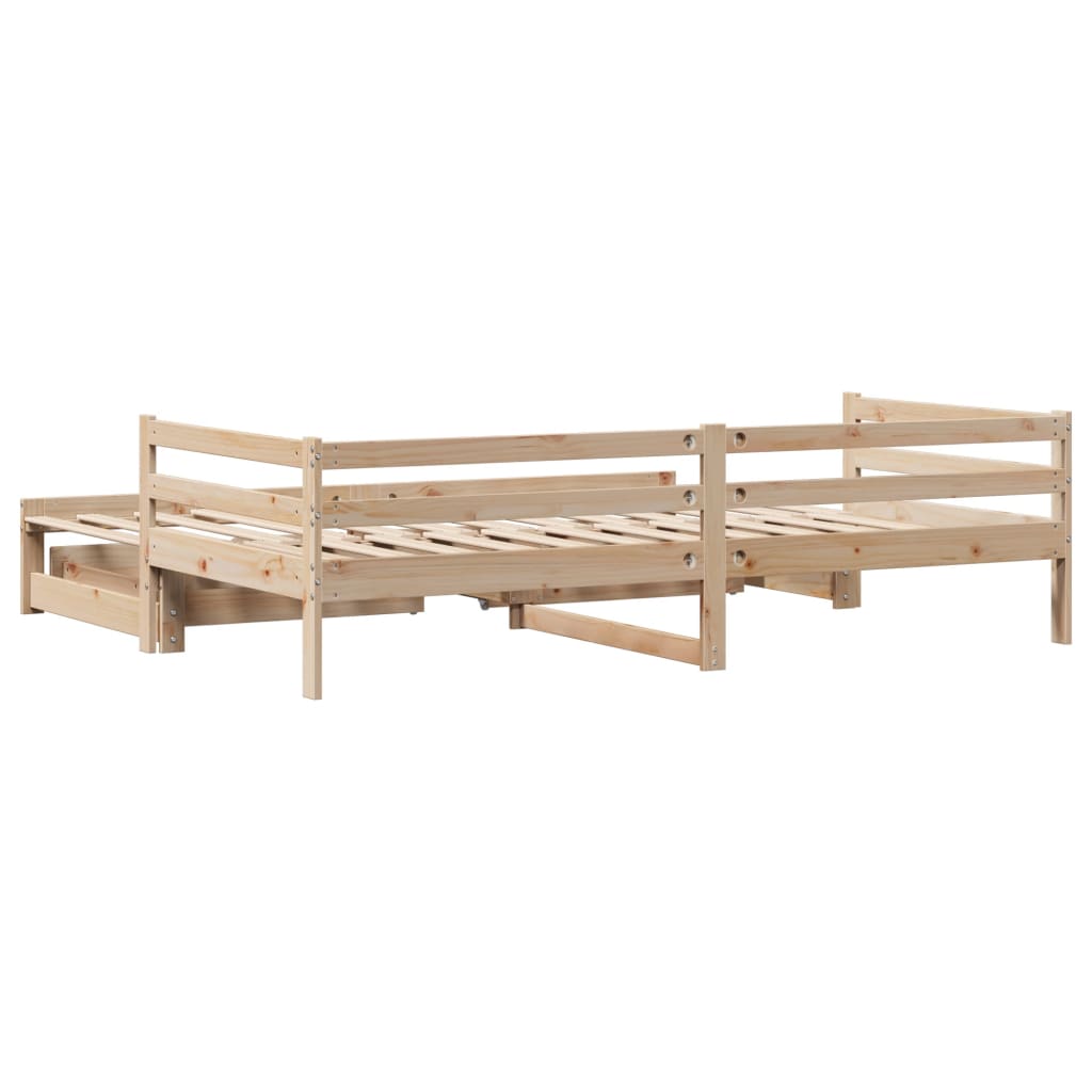 Slaapbank Met Onderschuifbed En Lades Zonder Matras 90X190 Cm