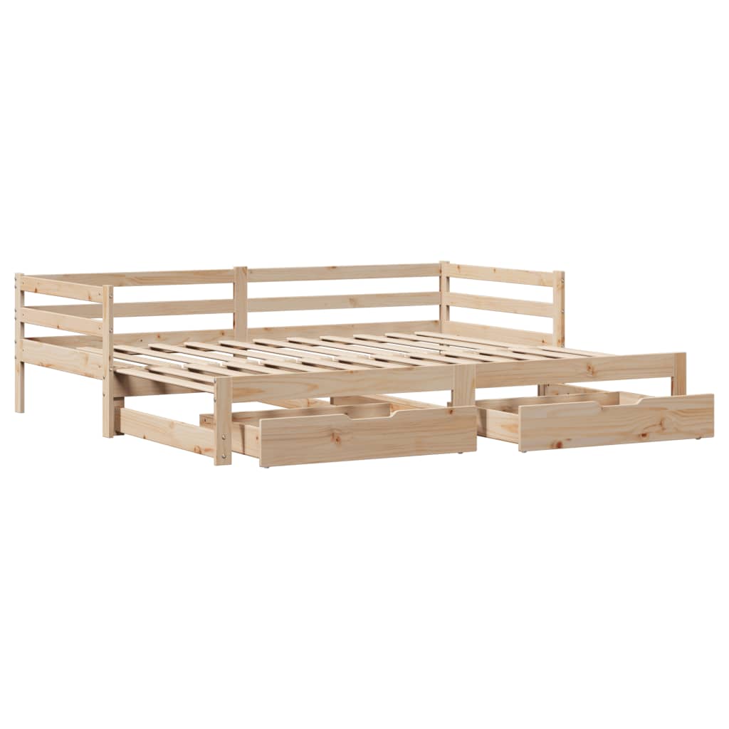 Slaapbank Met Onderschuifbed En Lades Zonder Matras 90X190 Cm