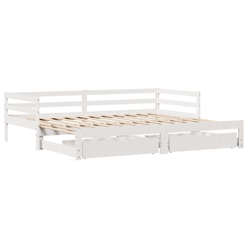 Slaapbank Met Onderschuifbed/Lades Zonder Matras 80X200 Cm Wit