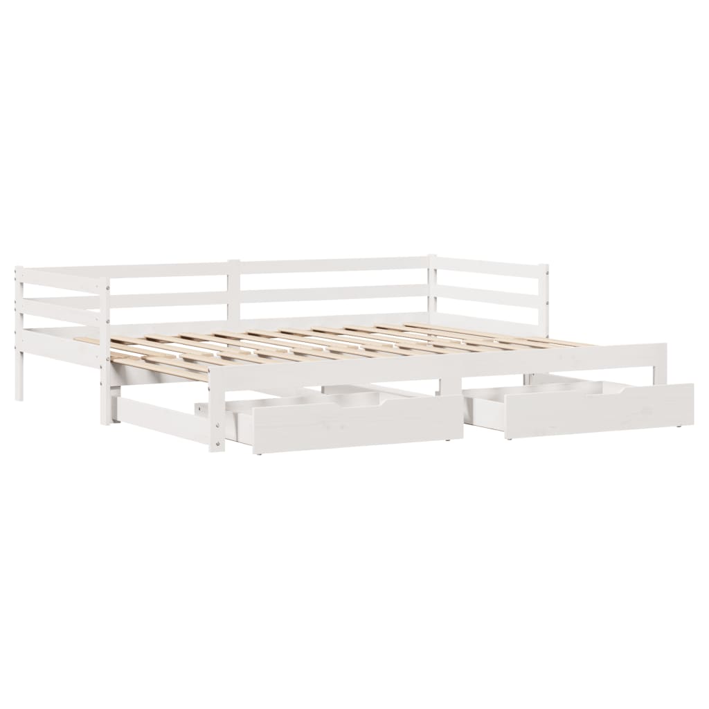 Slaapbank Met Onderschuifbed/Lades Zonder Matras 80X200 Cm Wit