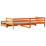 Slaapbank Onderschuifbed En Lades 90X200 Cm Grenenhout Wasbruin