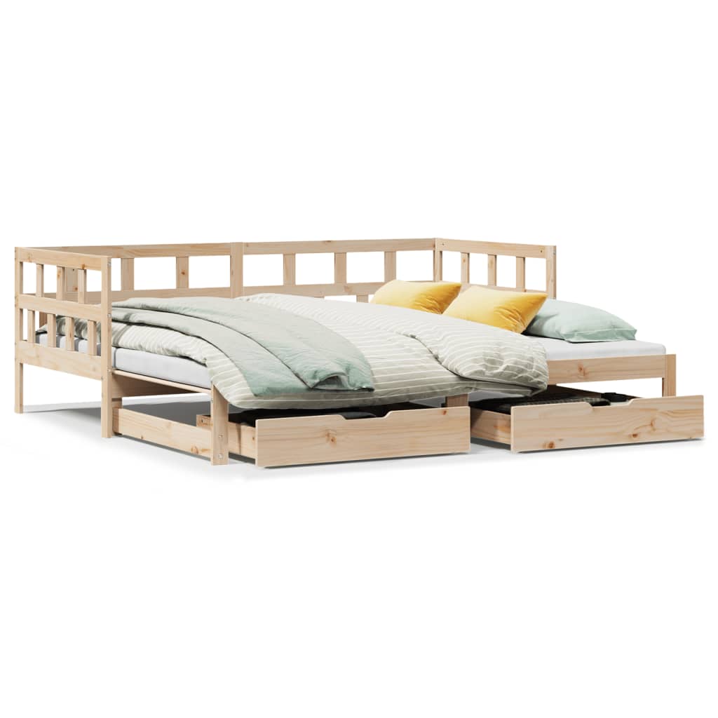 Slaapbank Met Onderschuifbed En Lades Zonder Matras 90X200 Cm