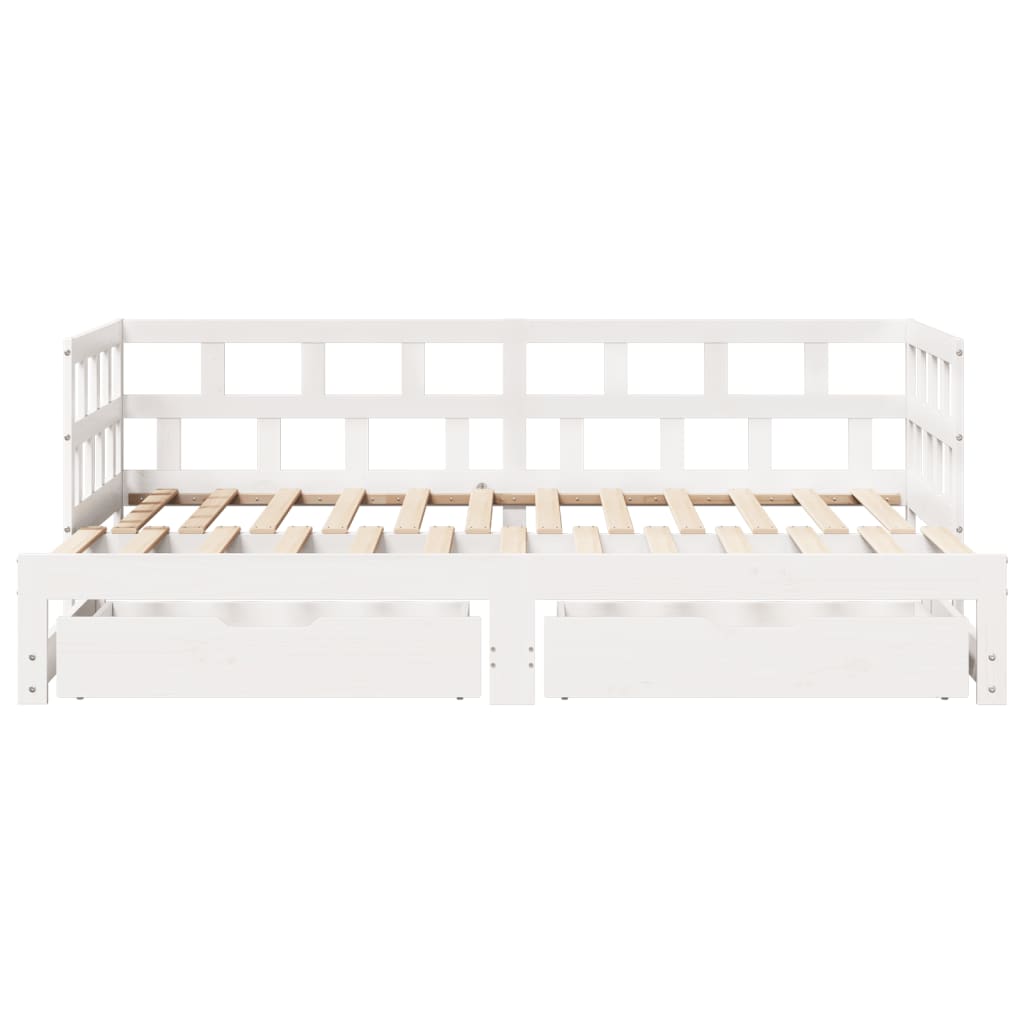 Slaapbank Met Onderschuifbed/Lades Zonder Matras 90X200 Cm Wit