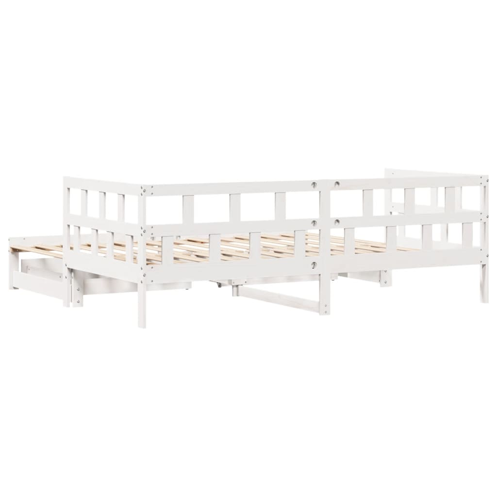 Slaapbank Met Onderschuifbed/Lades Zonder Matras 90X200 Cm Wit