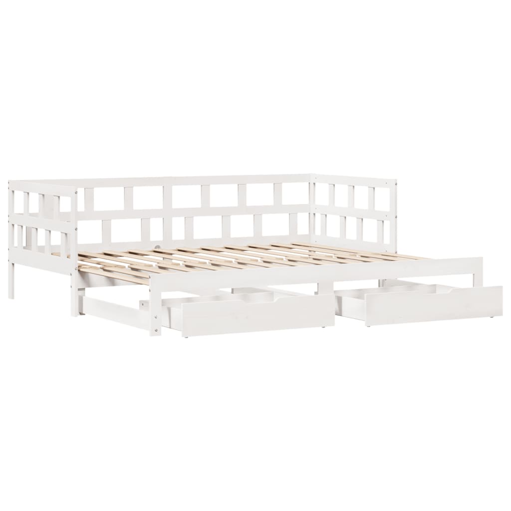 Slaapbank Met Onderschuifbed/Lades Zonder Matras 80X200 Cm Wit