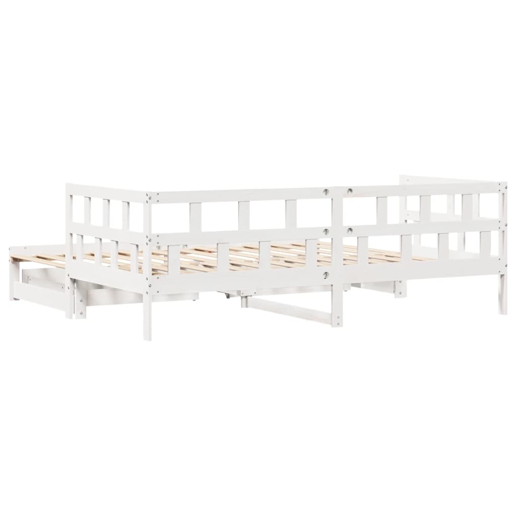 Slaapbank Met Onderschuifbed/Lades Zonder Matras 80X200 Cm Wit