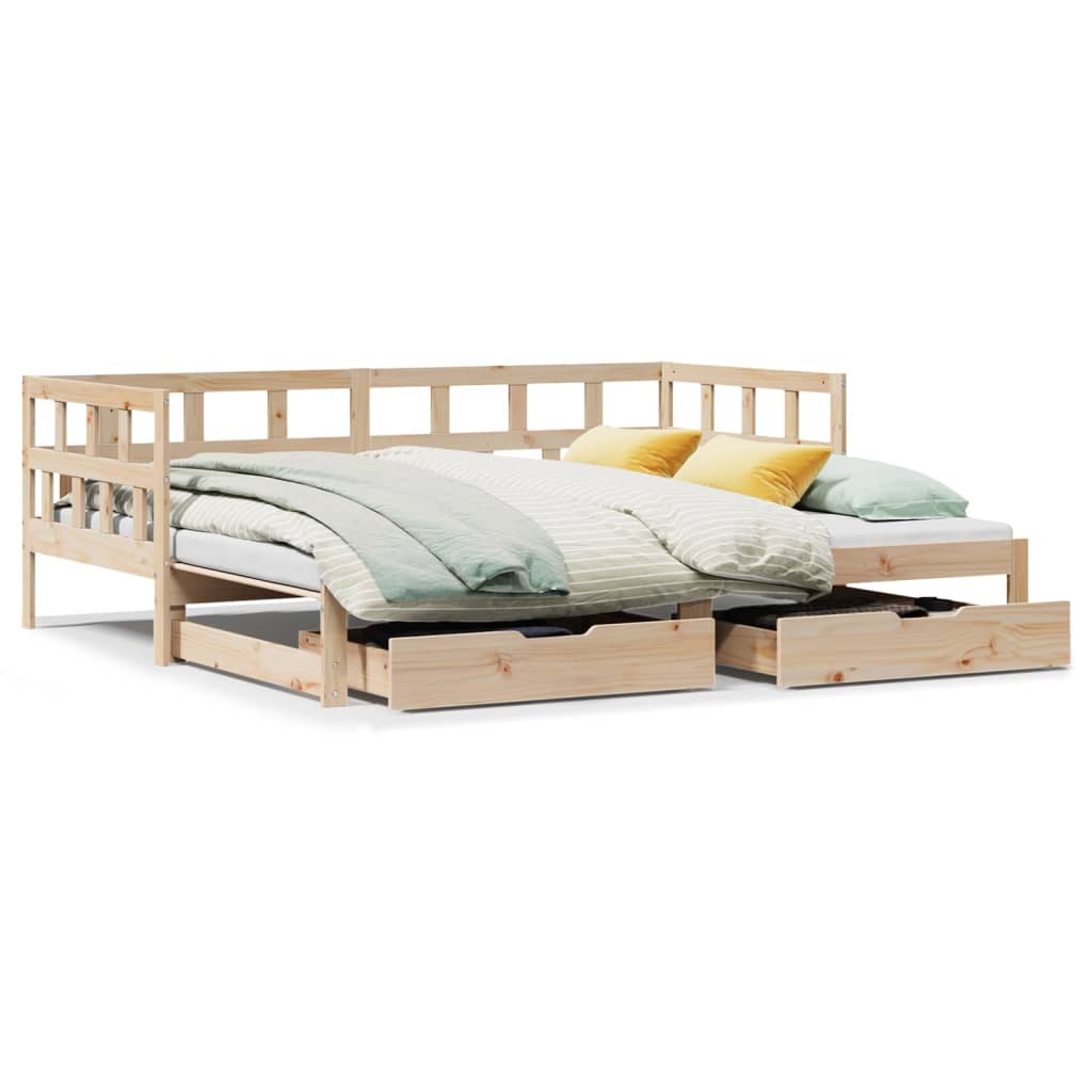 Slaapbank Met Onderschuifbed En Lades Zonder Matras 90X190 Cm