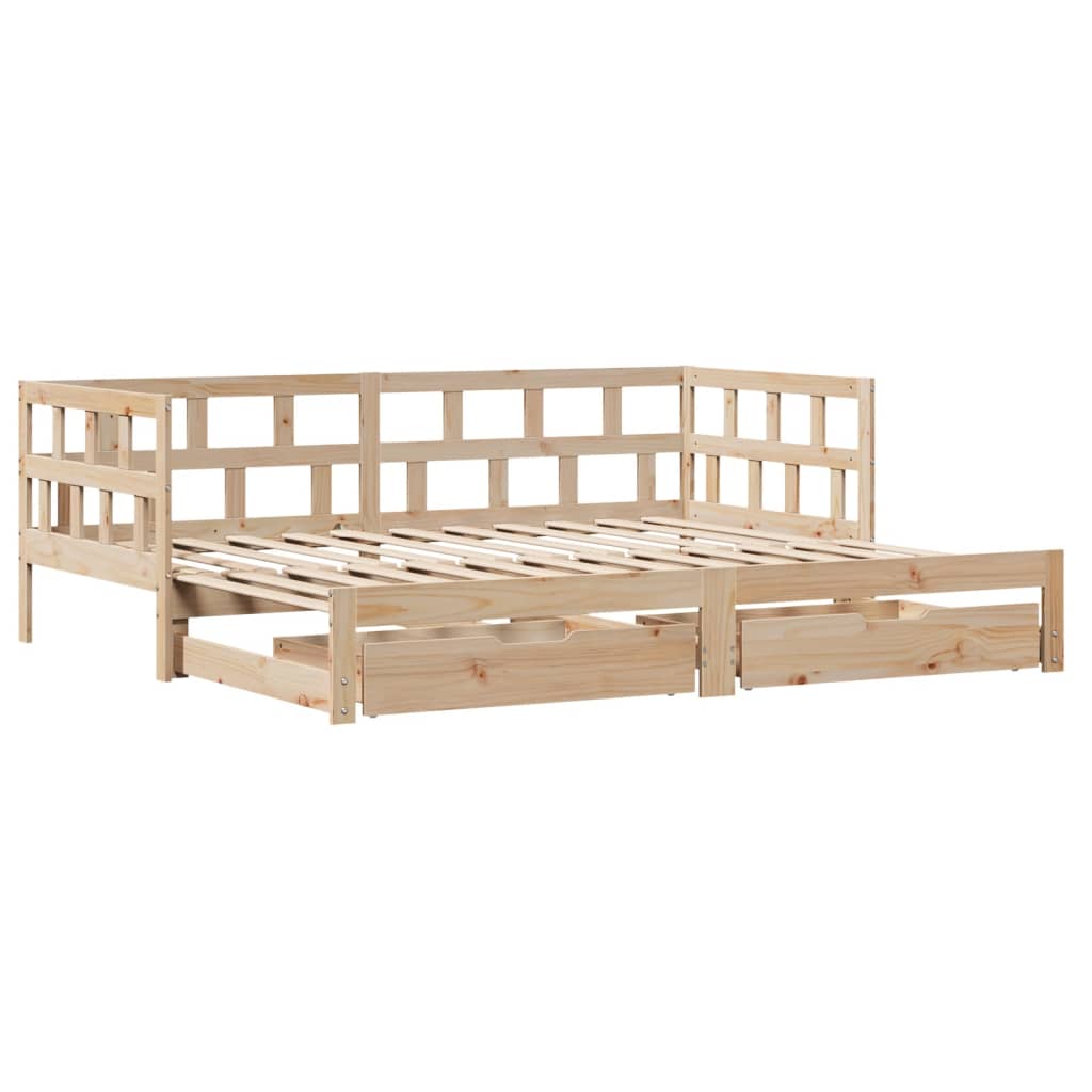 Slaapbank Met Onderschuifbed En Lades Zonder Matras 90X190 Cm