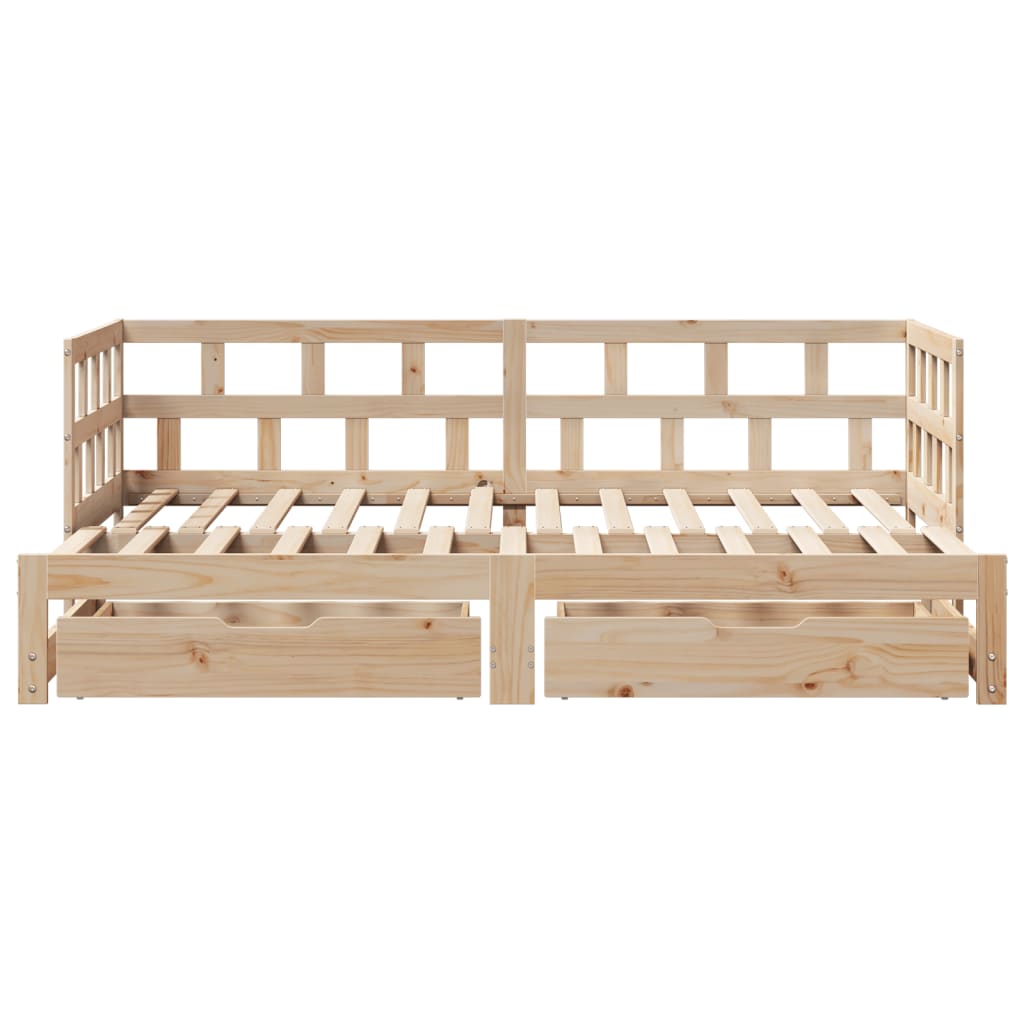Slaapbank Met Onderschuifbed En Lades Zonder Matras 90X190 Cm