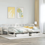 Slaapbank Met Onderschuifbed/Lades Zonder Matras 90X190 Cm Wit