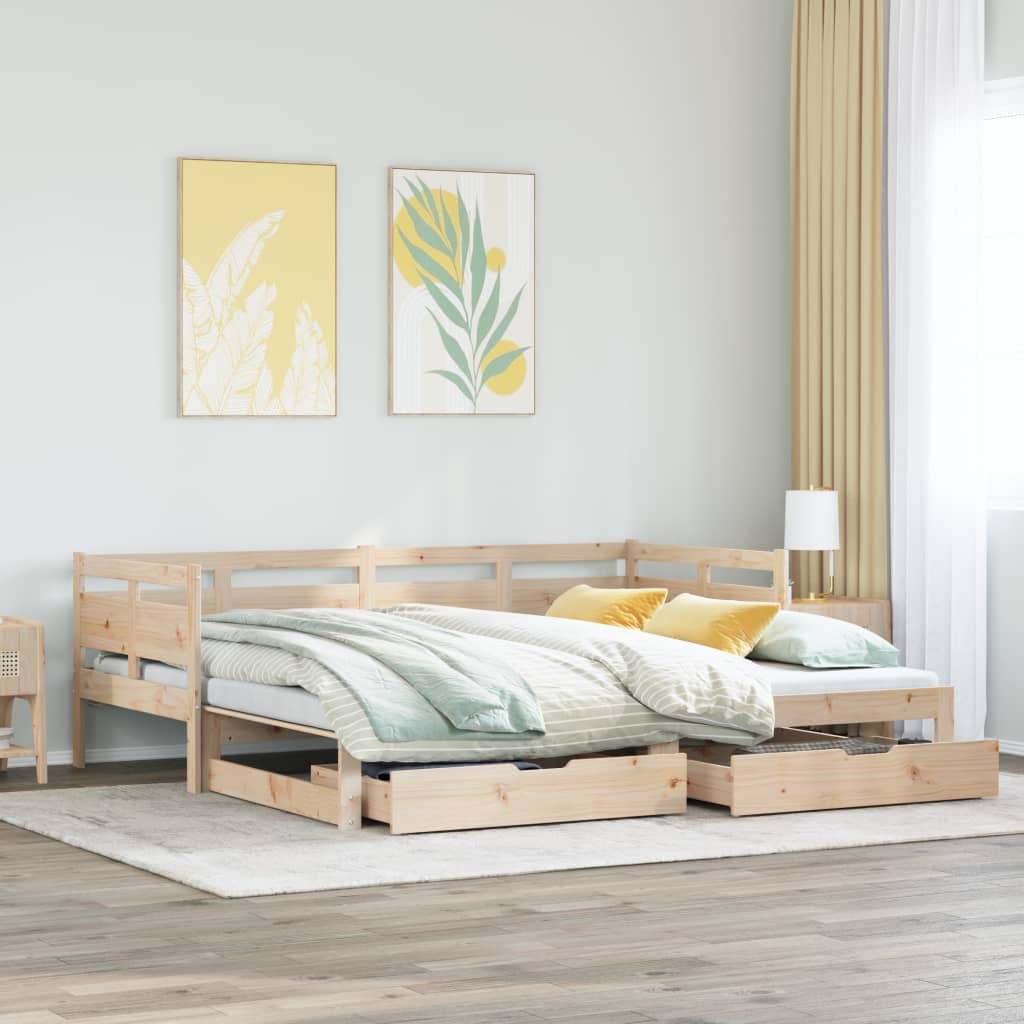 Slaapbank Met Onderschuifbed En Lades Zonder Matras