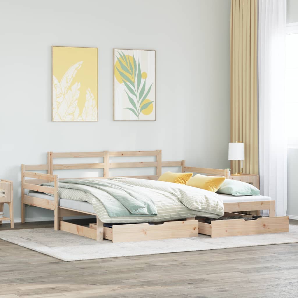 Slaapbank Met Onderschuifbed En Lades Zonder Matras