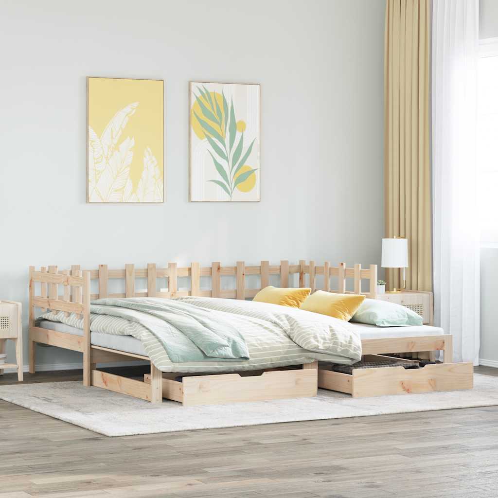 Slaapbank Met Onderschuifbed En Lades Zonder Matras