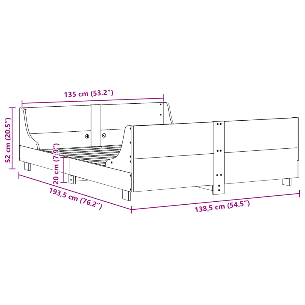 Bedframe Zonder Matras Massief Grenenhout