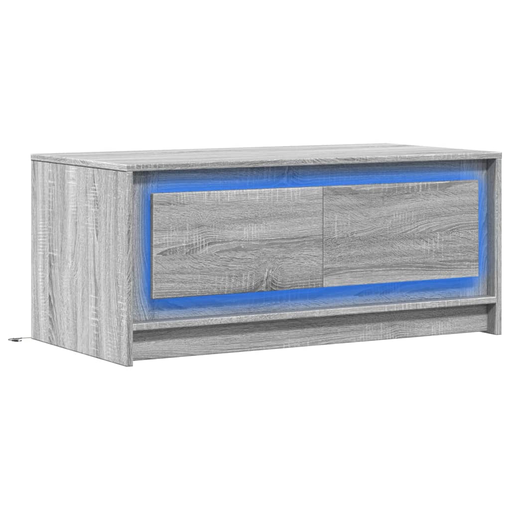 Salontafel Met Led-Verlichting Bewerkt Hout Eiken