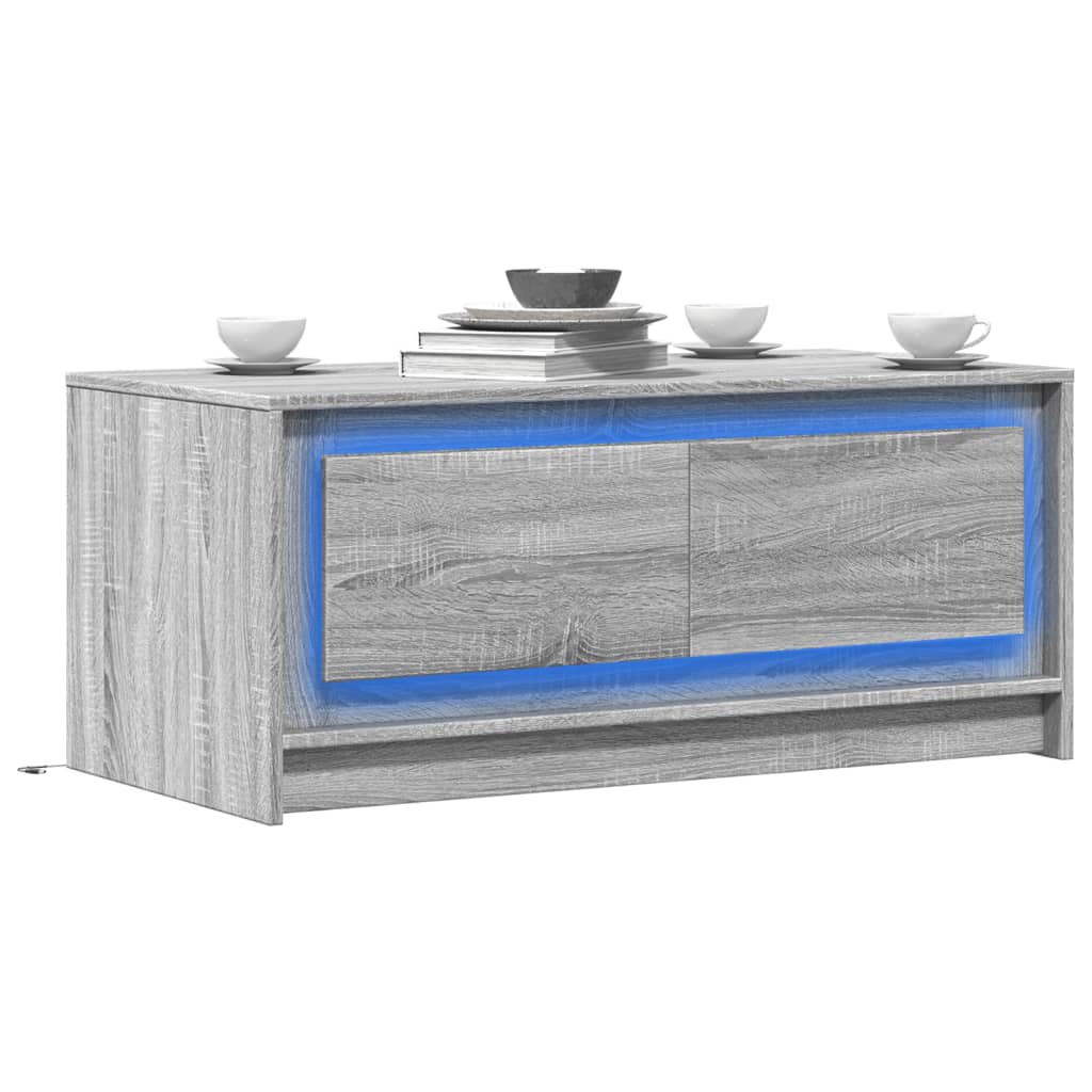 Salontafel Met Led-Verlichting Bewerkt Hout Eiken