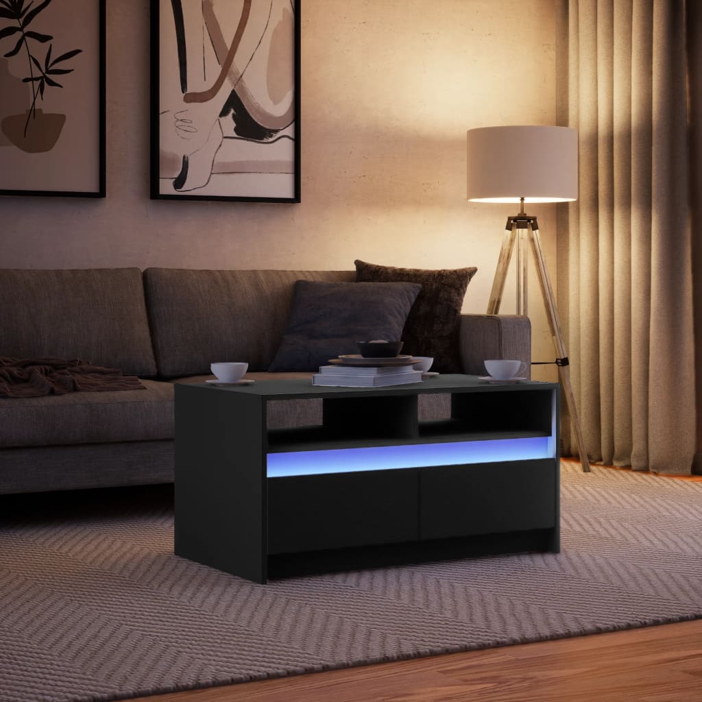 Salontafel Met Led-Verlichting Bewerkt Hout