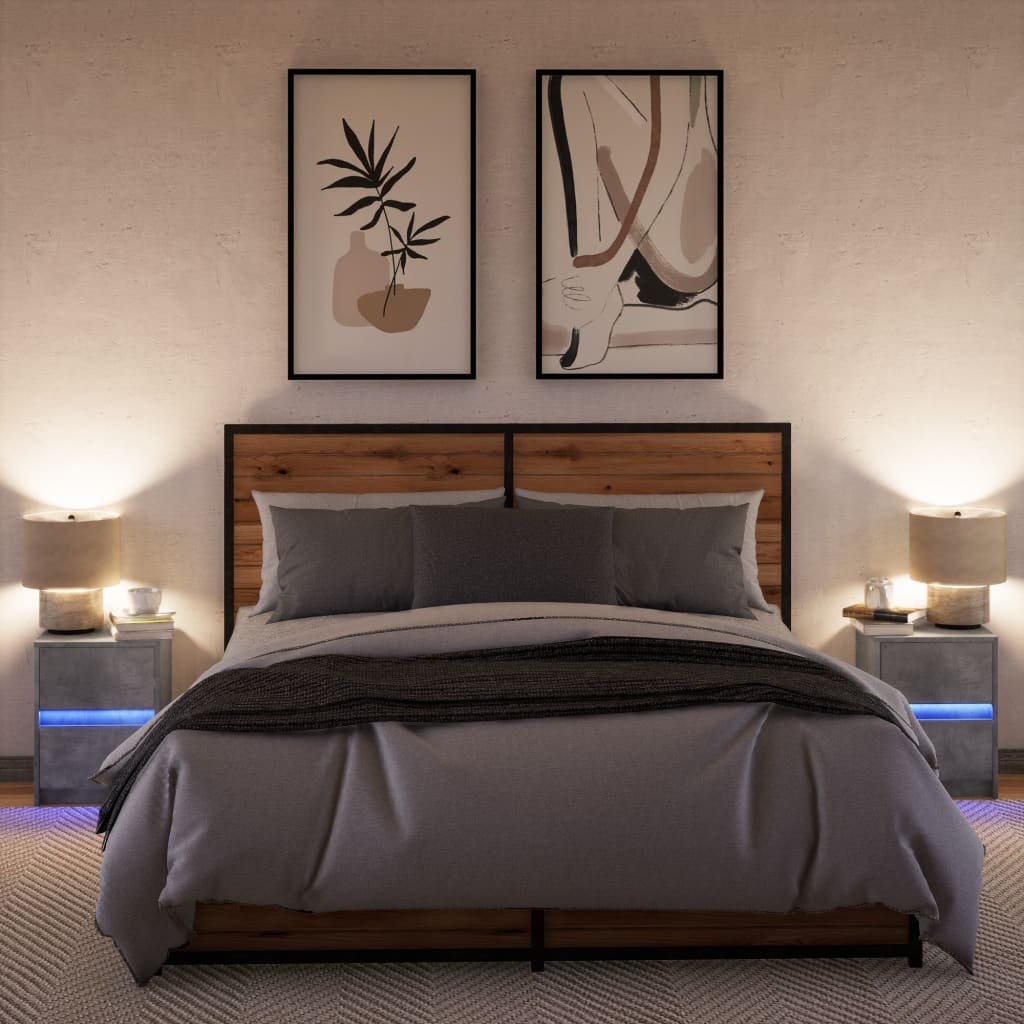 Nachtkastjes Met Led-Verlichting Bewerkt Hout