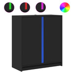 Dressoir Met Led 77X34X85 Cm Bewerkt Hout
