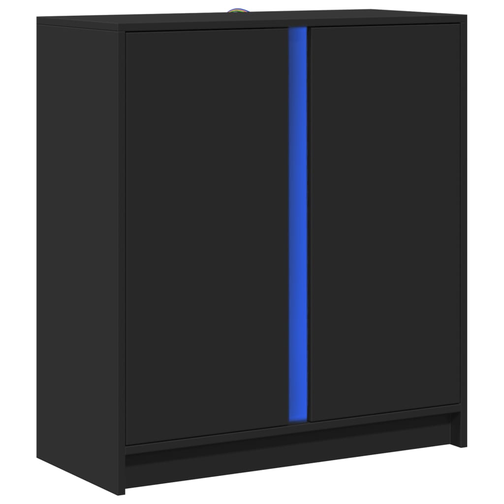 Dressoir Met Led 77X34X85 Cm Bewerkt Hout