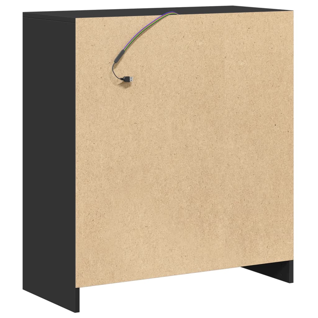 Dressoir Met Led 77X34X85 Cm Bewerkt Hout