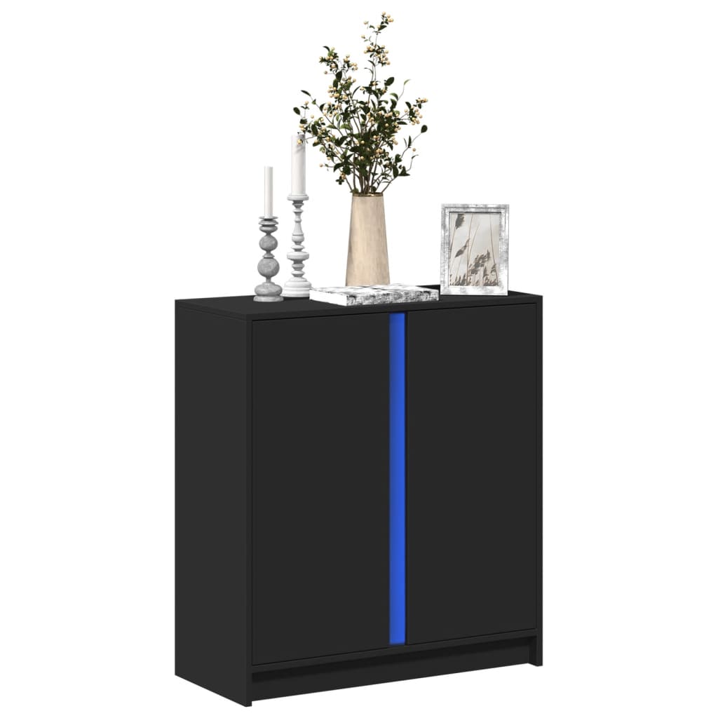 Dressoir Met Led 77X34X85 Cm Bewerkt Hout