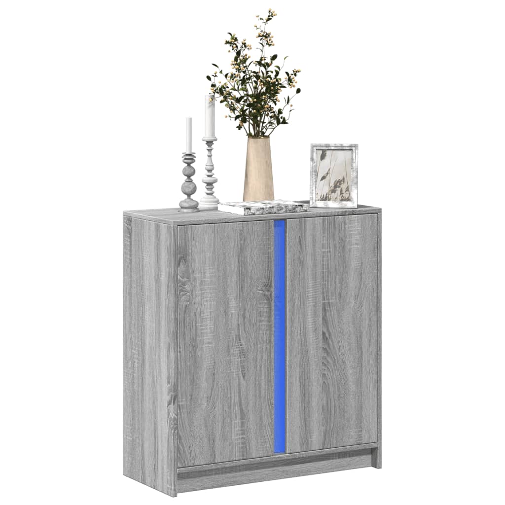 Dressoir Met Led 77X34X85 Cm Bewerkt Hout