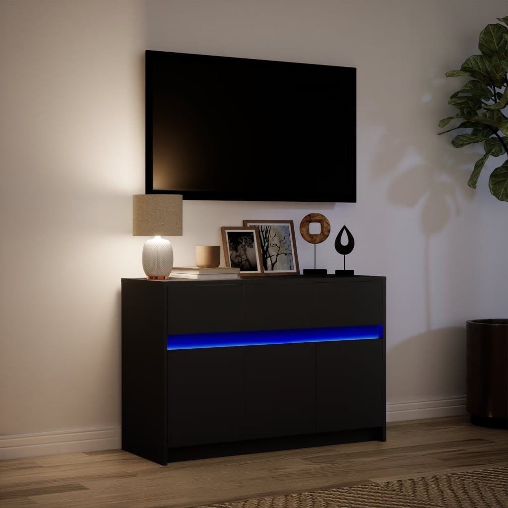 Tv-Meubel Met Led 91X34X61 Cm Bewerkt Hout