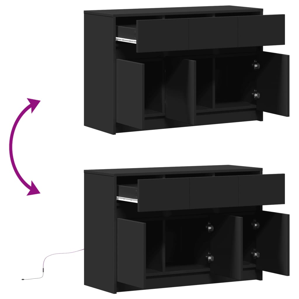 Tv-Meubel Met Led 91X34X61 Cm Bewerkt Hout