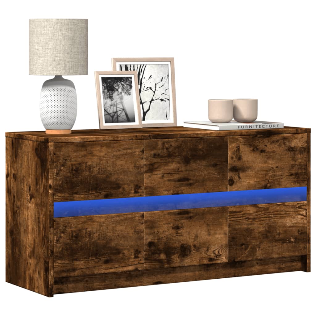 Tv-Meubel Met Led 180X34X50 Cm Bewerkt Hout