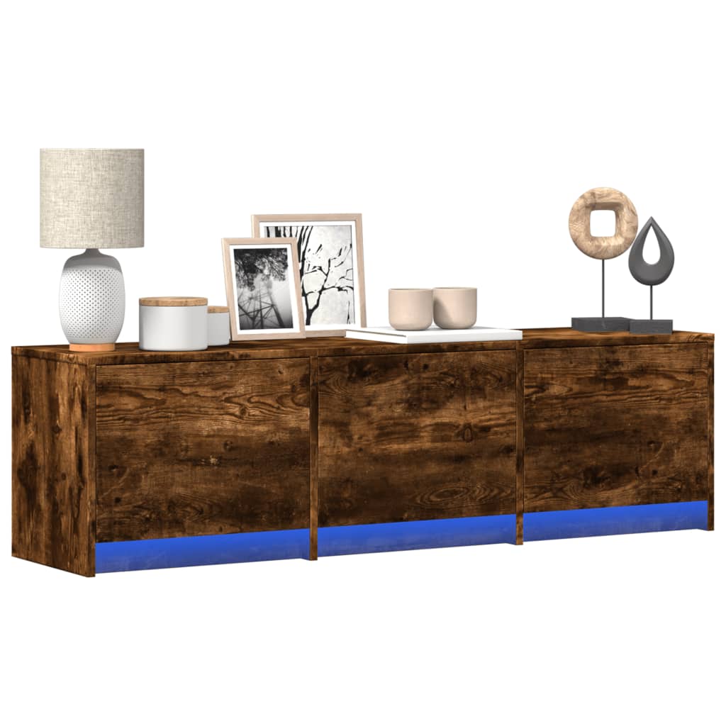 Tv-Meubel Met Led 165X34X40 Cm Bewerkt Hout