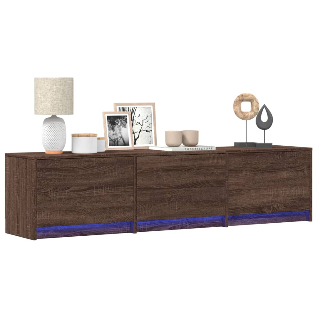 Tv-Meubel Met Led 165X34X40 Cm Bewerkt Hout