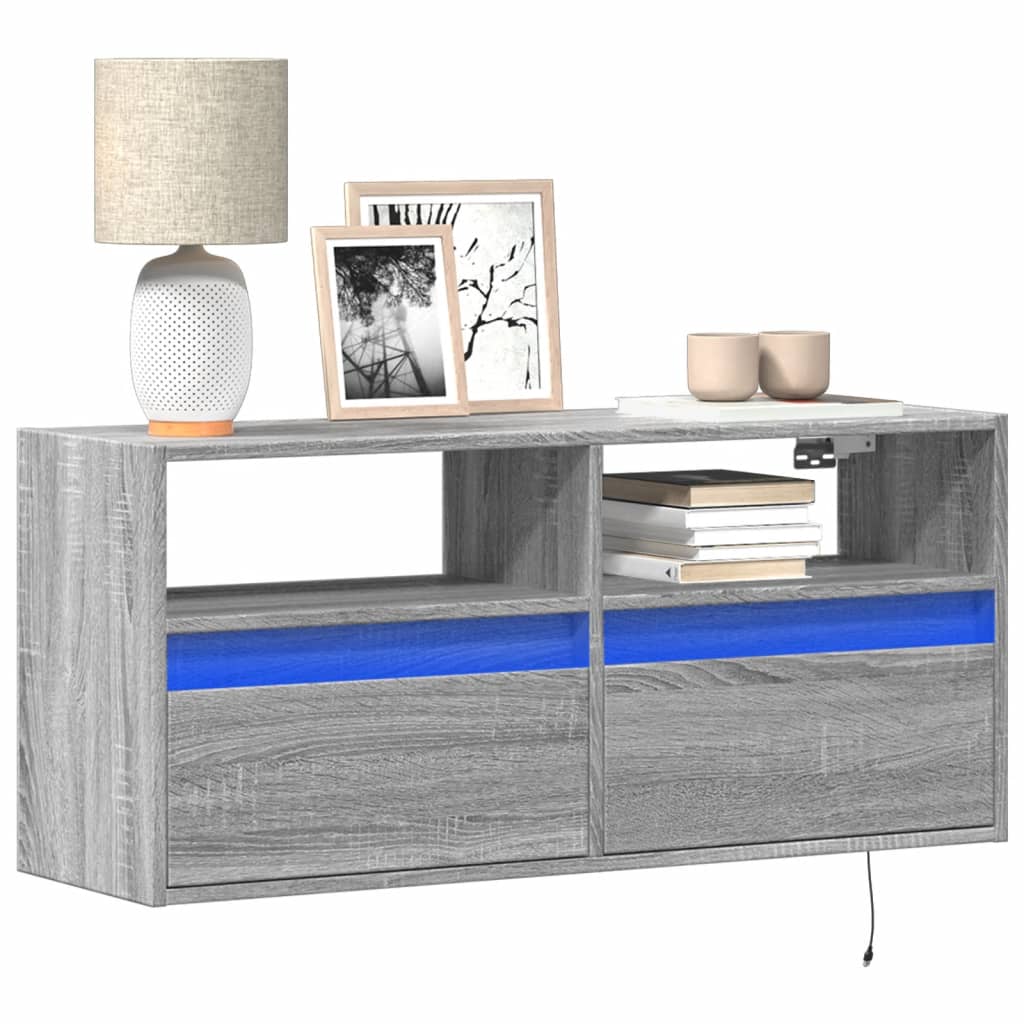 Tv-Wandmeubel Met Led-Verlichting 100X31X45 Cm