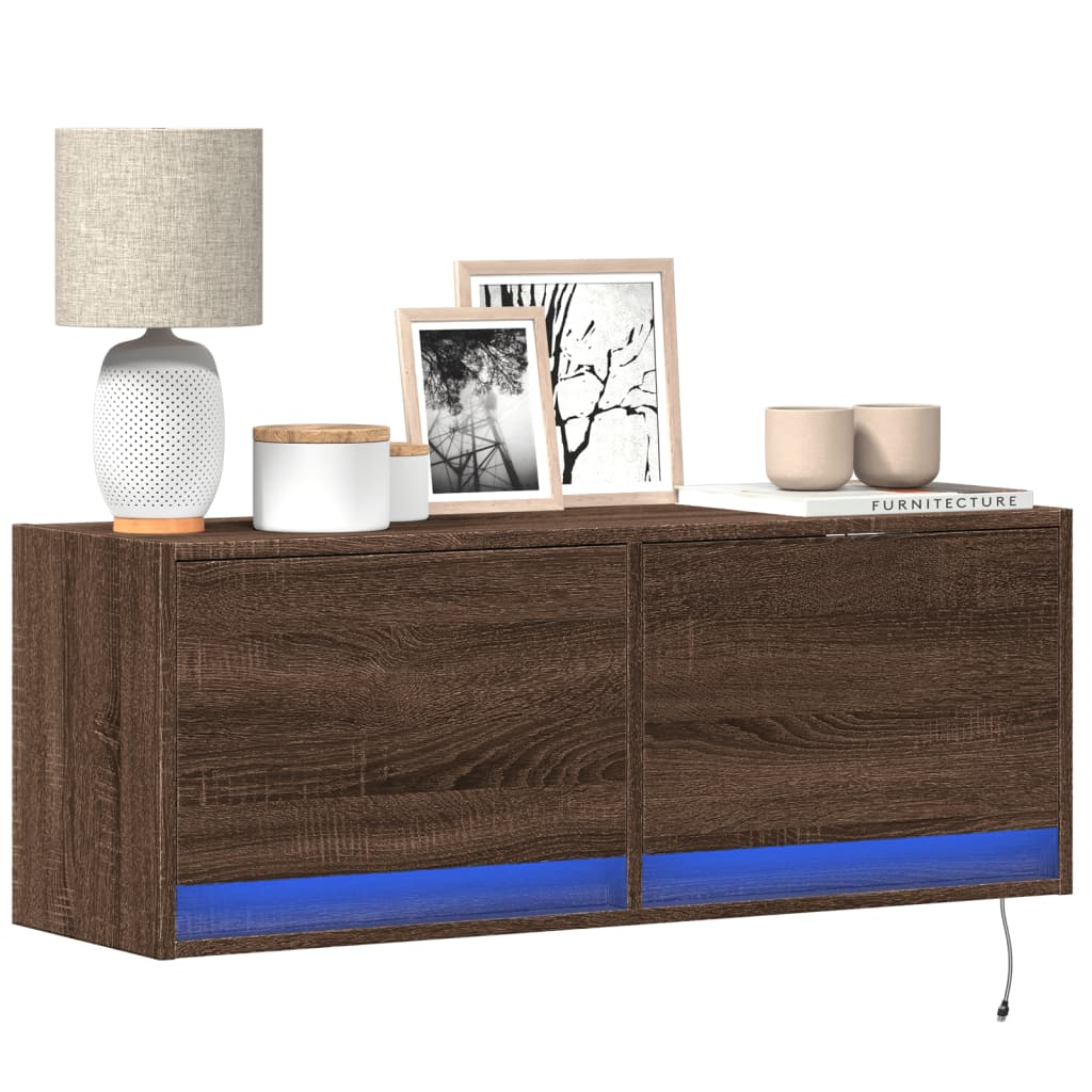 Tv-Wandmeubel Met Led-Verlichting 80X31X35 Cm